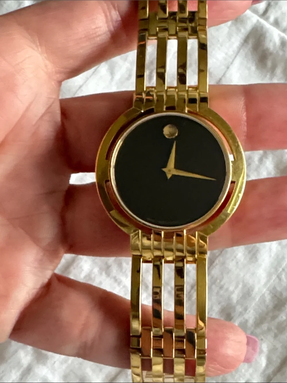 Gold Men's Movado Watch with Black face - Picture 2 of 7